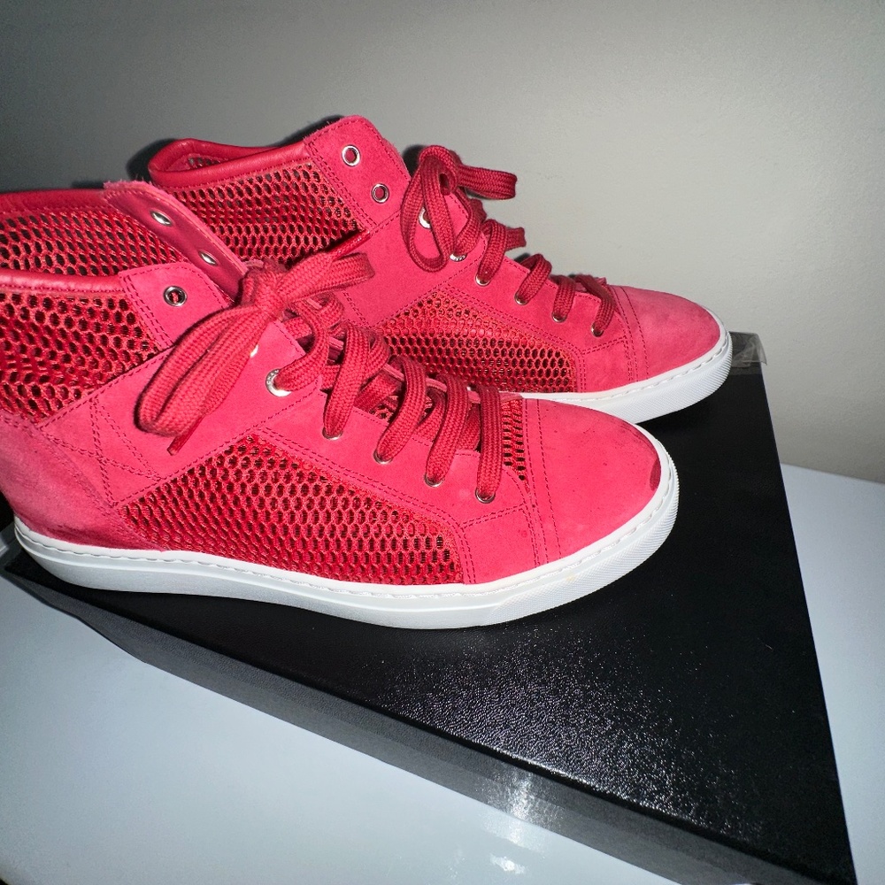 Chanel Mesh Suede High Top Sneakers